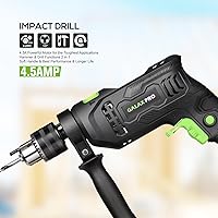 Vista 2 de GALAX PRO 4.5Amp 0-3000RPM Corded Hammer Drill, 5pcs Bit, Hammer and Drill 2 Functions in 1 with 12 Variable Speed, 1/2 Inch Keyed Metal Chuck