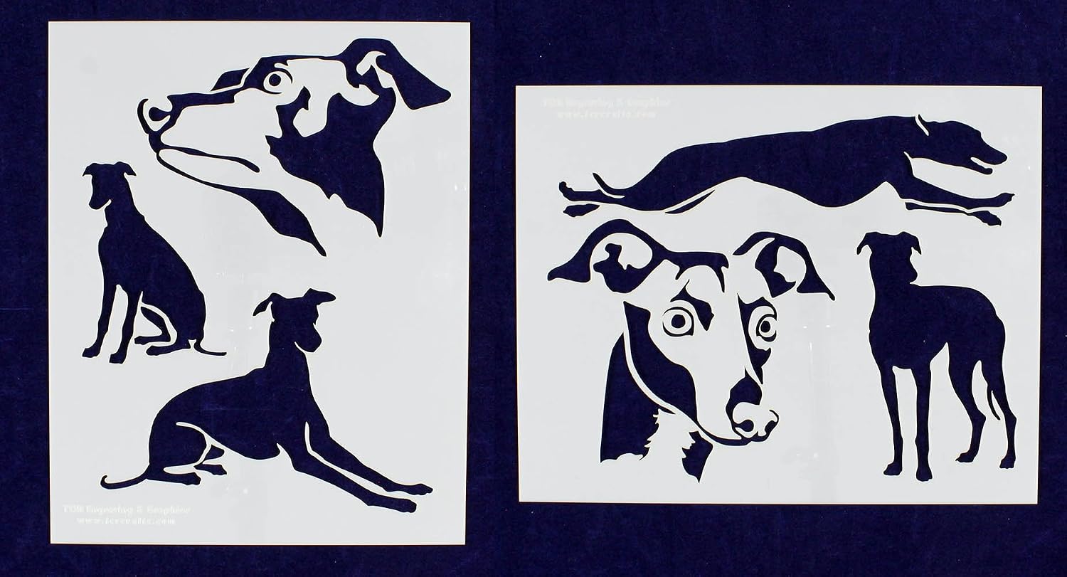 Greyhound Dog Stencils- 2 Pieces 8 Inch X 10 Inch