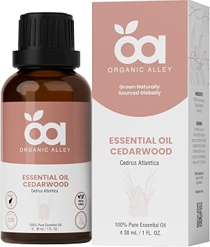 Cedarwood Essential Oil by Organic Alley | 100% Pure, Undiluted and Natural Cedrus Atlantica Oil | Use for Skin, Hair, Stress, Body Balance, Relaxation & Diffusers, 1 Fl Oz