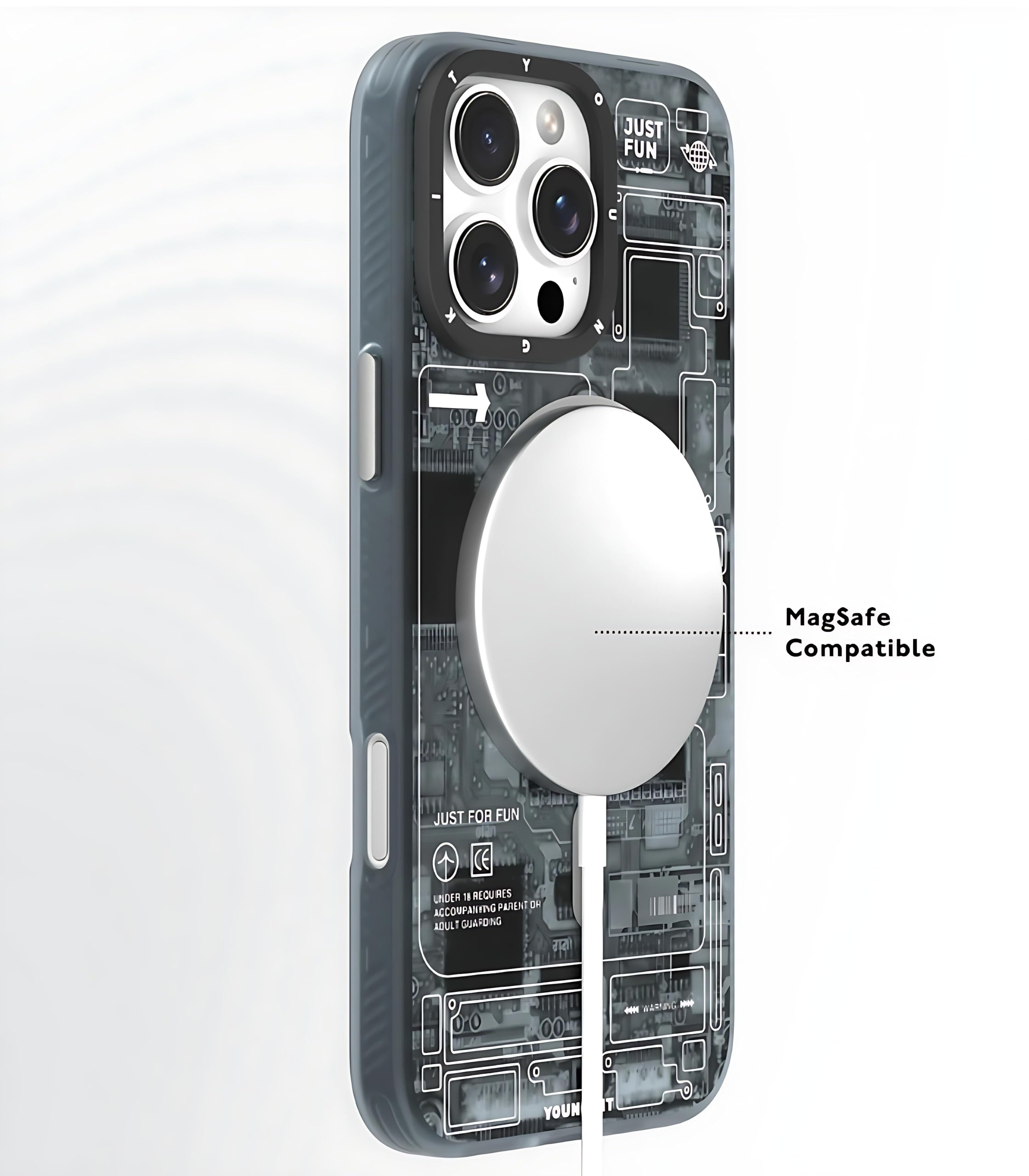 BUCKSAA Futuristic Circuit Case for iPhone 16 Pro Max Compatible