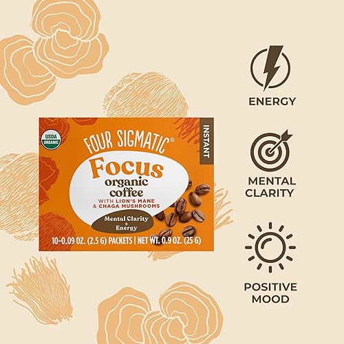 Miniatura 3 de Four Sigmatic - Café instantáneo orgánico en polvo  Café instantáneo arábica individual con melena de león chaga y rodiola  Mezcla instantánea de