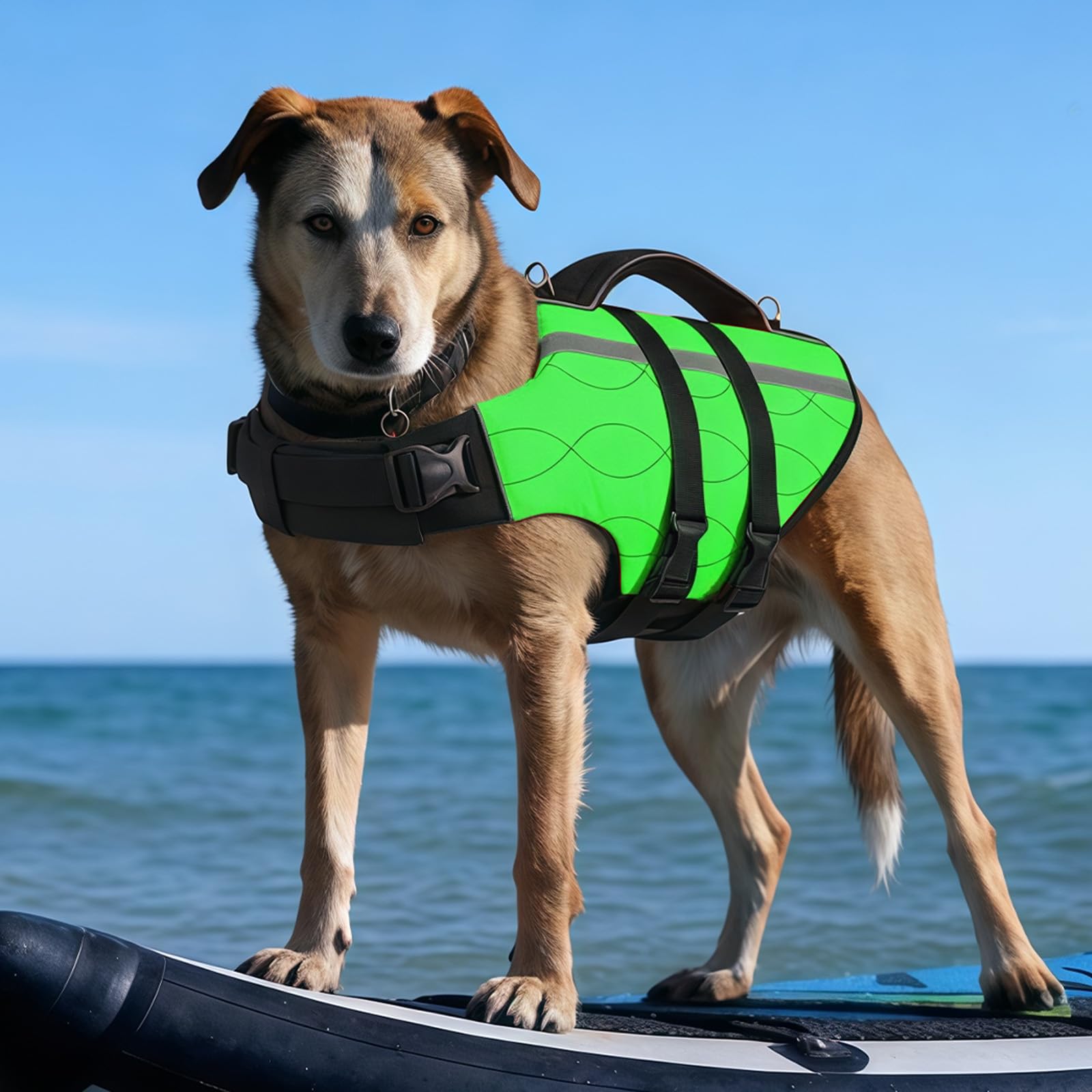 KONVINIT Schwimmweste für Hunde Rettungsweste, Hoher Auftrieb & Komfort, Verstärkt mit Griff, für Alle Wasseraktivitäten & Notfälle Hundeweste Boot
