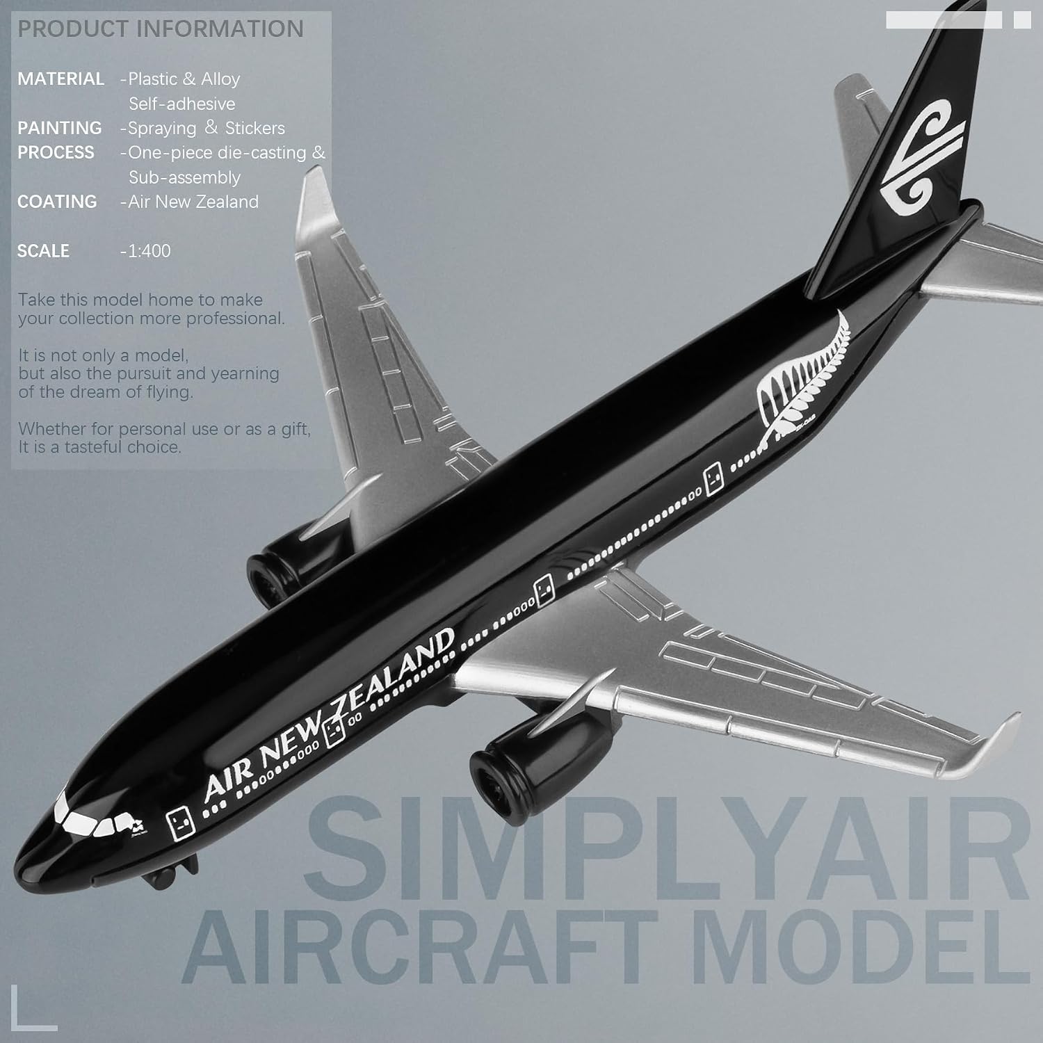 SimplyAir 1/400 Air New Zealand Airplane Model Kits Plastic Airplane Model for Collection and Display