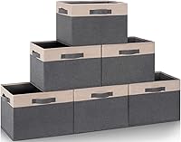 Vista 30 de GhvyenntteS Contenedores de almacenamiento extra grandes con tapas, cajas de almacenamiento plegables de tela con tapas y 3 asas de cuero, cestas