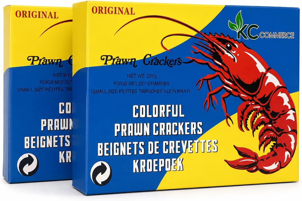 Colored Prawn Chips (Uncooked) – Authentic Asian Shrimp Crackers | Fry at Home Crispy Snack | Colorful Party Chips, Light & Crunchy (8oz Pack of 2)