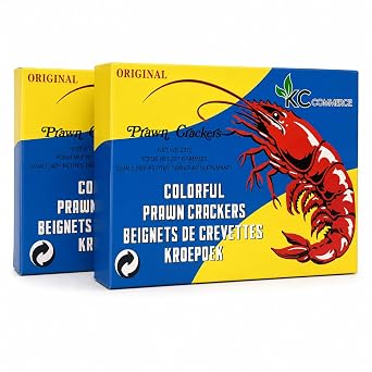 KC Commerce Colored Prawn Chips Uncooked Authentic Asian Shrimp Crackers | Fry at Home Crispy Snack | Colorful Party Chips, Light & Crunchy 8oz Pack of 2