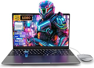 Computador portátil 16 GB RAM LPDDR4 512 GB SSD 15,6 polegadas UHD Celeron N5095 Processador portátil com Touch ID USB 3.0 WiFi5 Bluetooth 4.0 (película de teclado incluída)