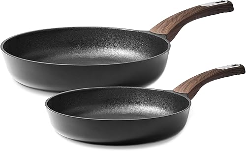 SENSARTE Juego de 2 utensilios de cocina antiadherentes, ollas y sartenes antiadherentes de 8 y 9.5 pulgadas, juego de sartenes de cocina con mango