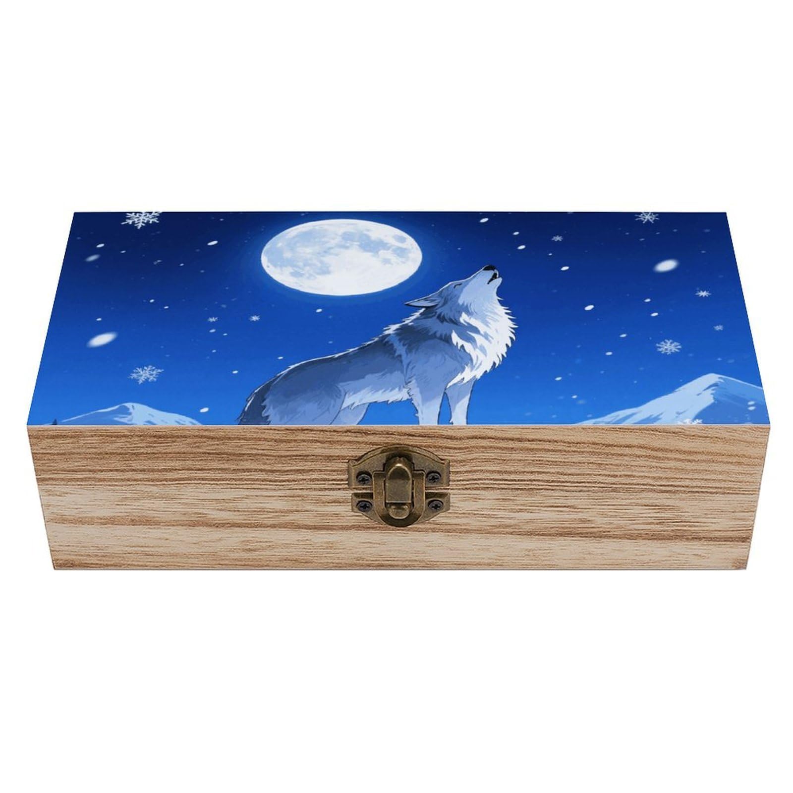FodPand Decorative Keepsake Box Wooden Storage Boxes with Hinged Lid Handmade Wolf Wood Organizer Memory Treasure Box for Jewelry Craft Card Photo Storage Wedding Bridal Shower Gifts