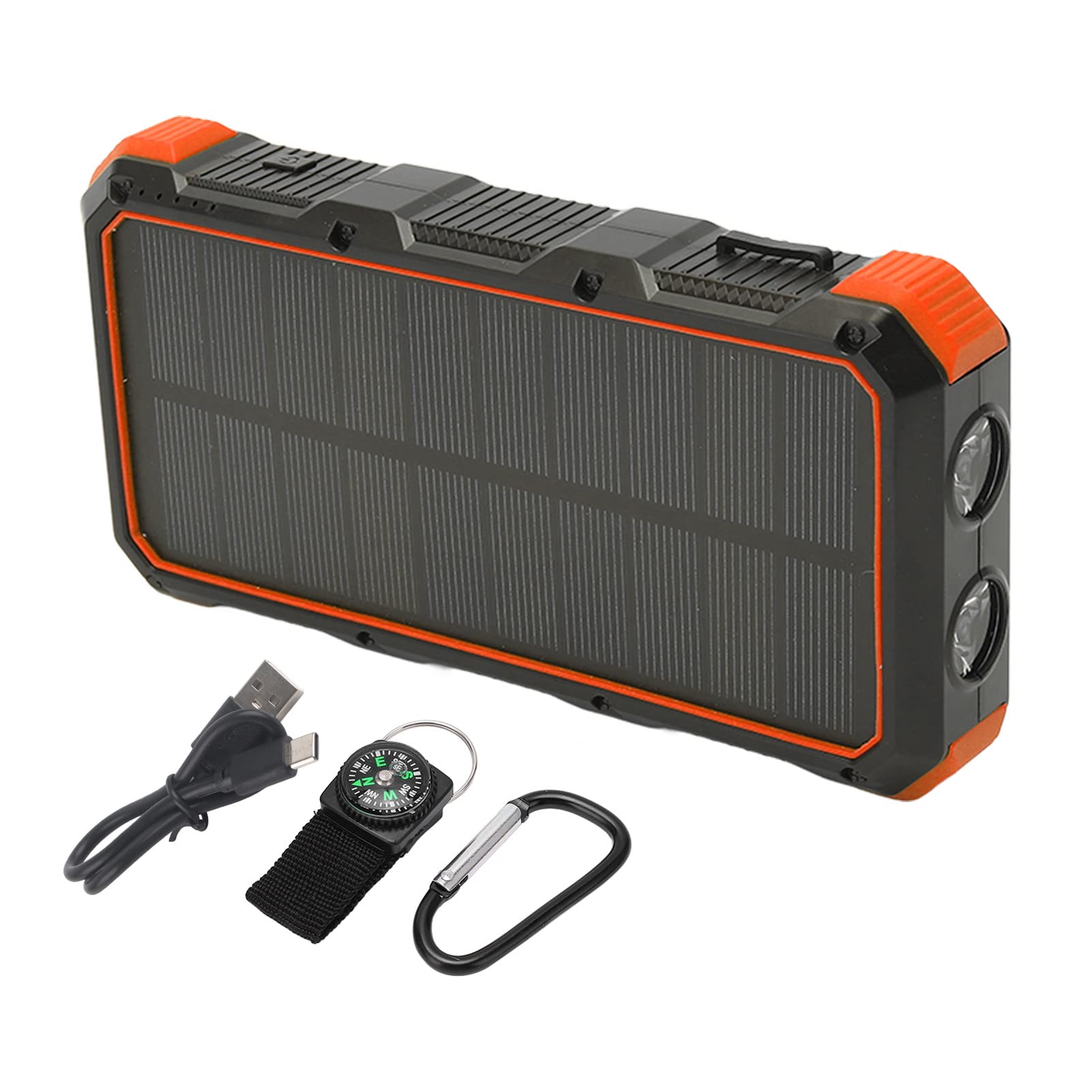 Cargador Solar, Cargador de Carga Rápido del Banco de la Energía Solar del ABS 36800mAh 5V 3A con la Luz del LED para Al Aire Libre (Orange)