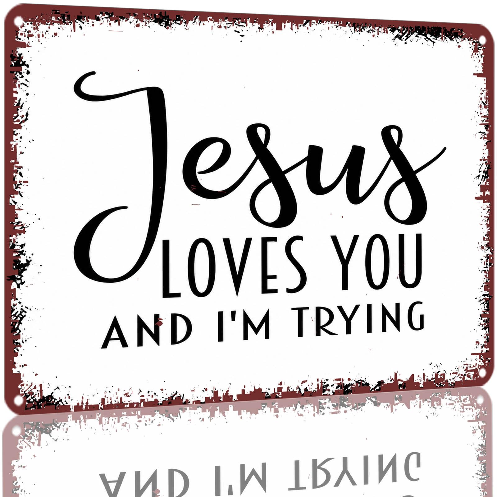 Kwqdozf As Pic Vintage Distressed Metal Tin Sign 8X12 Inch Inspirational Religious Wall De