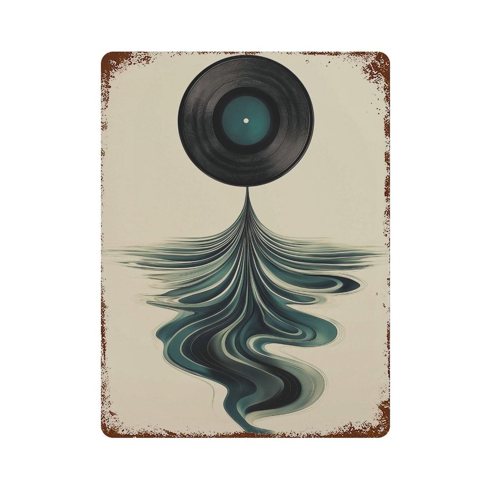 xiaoxiaoshen Abstract Vinyl Record – Modern Music Retro Design Geometric Surreal Work Minimal Wall Decor Art Metal Tin Poster Modern Home Decor Art Home Bar Shop Decorations Vintage Sign 40x30cm