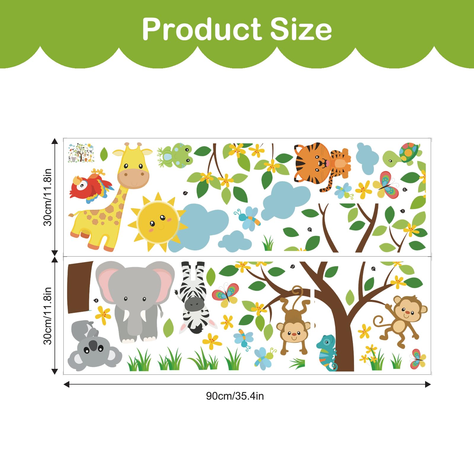 Autocollants Muraux Animaux Forêt - Déco Enfant Mignonne | Stickers Safari Bébé Koala Zèbre
