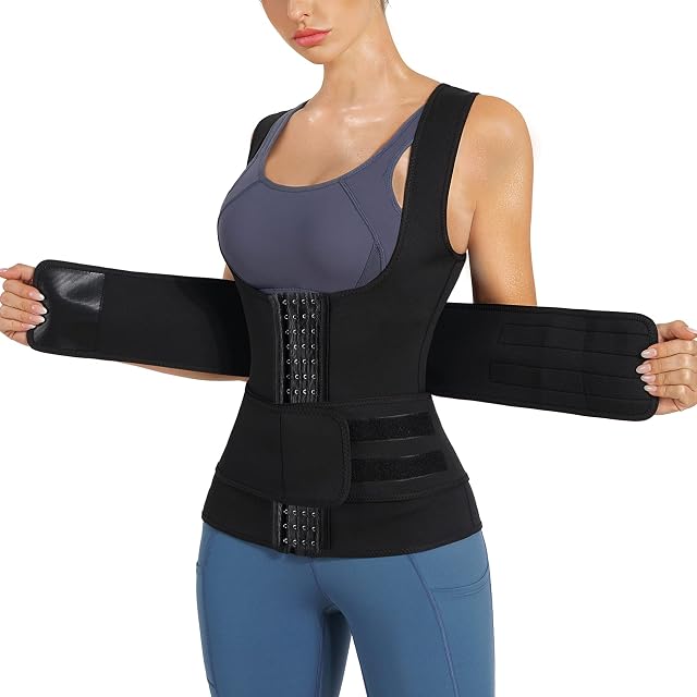 Bafully Neoprene Sweat Waist Trainer Corset Trimmer Belt for Women Slimming Body Shaper Vest Workout Tank Top