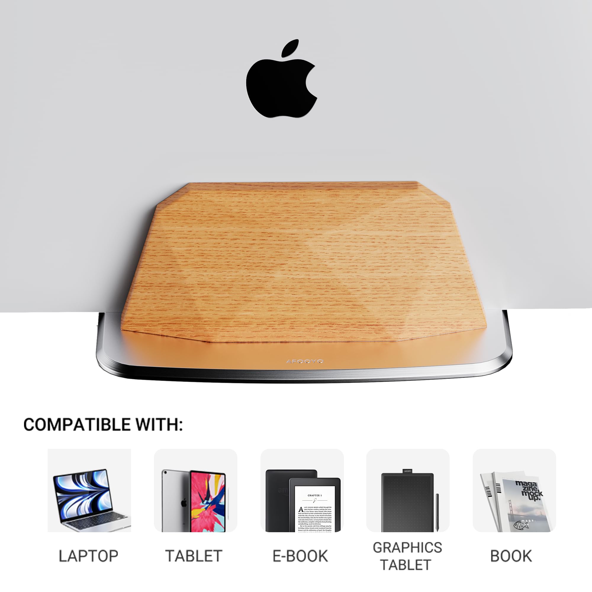 AFOOYO Soporte vertical para laptop, soporte ajustable de madera con doble ranura, base de escritorio compatible con todos los MacBook, Surface, Chromebook, Dell y más (madera de haya)