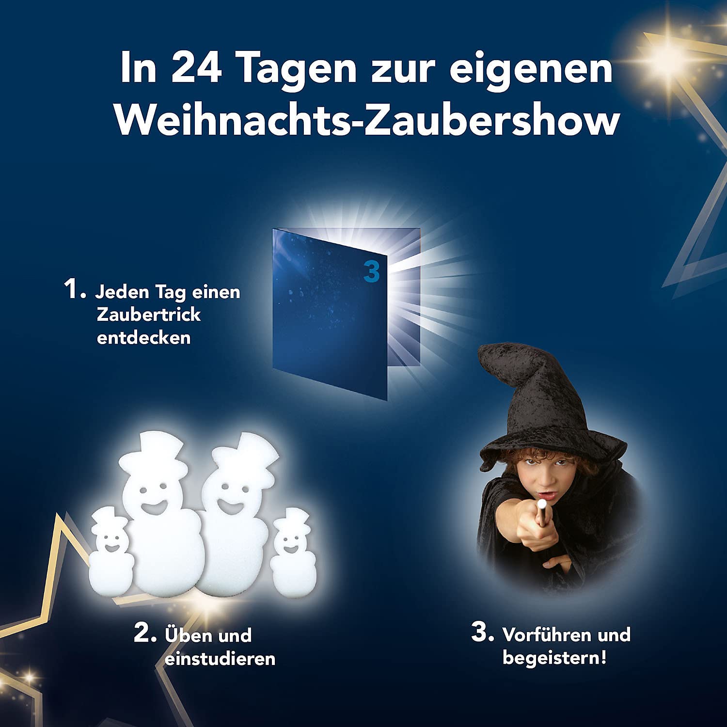 KOSMOS MAGIC Zauber Adventskalender 2021, Spannende Zaubertricks, Zauber-Utensilien für die Adventszeit, Spielzeug-Adventskalender zum Zaubern für Kinder ab 8 Jahre, Zauberkasten, Weihnachten, Magier