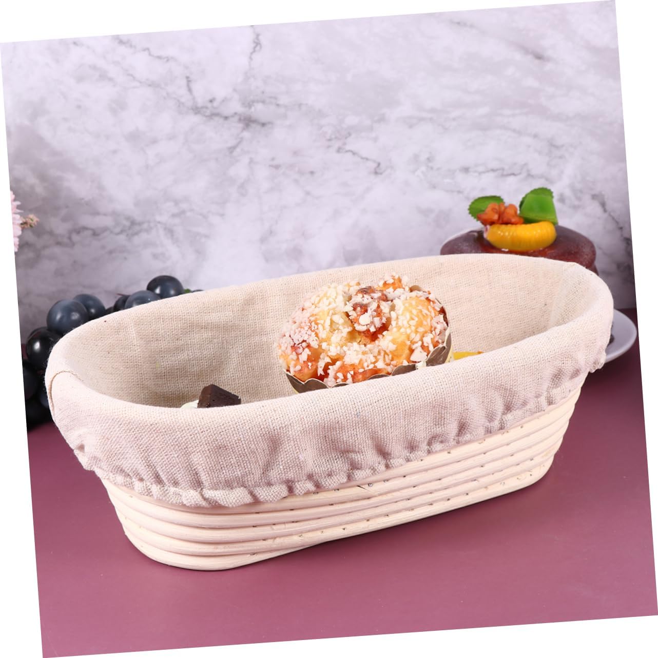 Oval Shape Proofing Basket Set Rattan Bread Making Kit with Loaf Pan Lid for Bakers