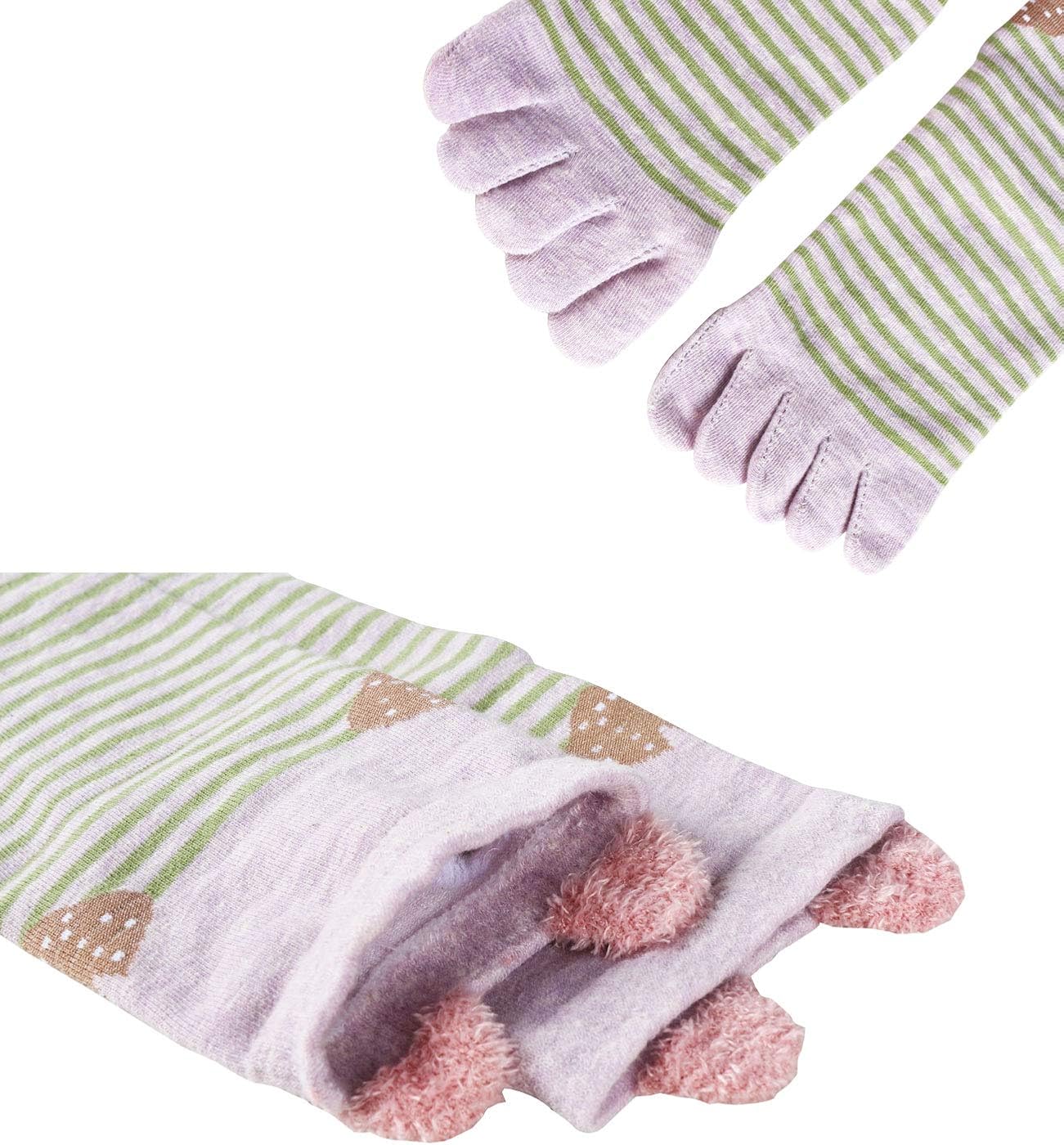 Womens Girls Toe Socks Funny Cute 5 Finger Ankle Socks Colorful Novelty Crazy Striped Socks Animal Patterned Cotton Athletic Running Socks, 5 Pack-Stripe Owl with Ears : Clothing, Shoes & Jewelry