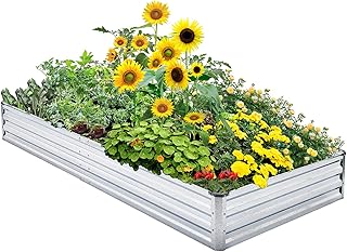 Galvanized Raised Garden Bed Kit - Metal Raised Bed Garden 4'x8'x1' for Flower Planters, Vegetables Herb Mofesun