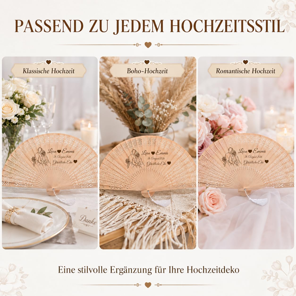 50Pcs Personalisierte Hochzeitsfächer mit Namen & Datum, Handfächer Hochzeit | Gastgeschenke Hochzeit Hochzeit, Handfächer, Für Hochzeitsgäste, Party & Geburtstag, Abschlussfeier, Besondere Momente