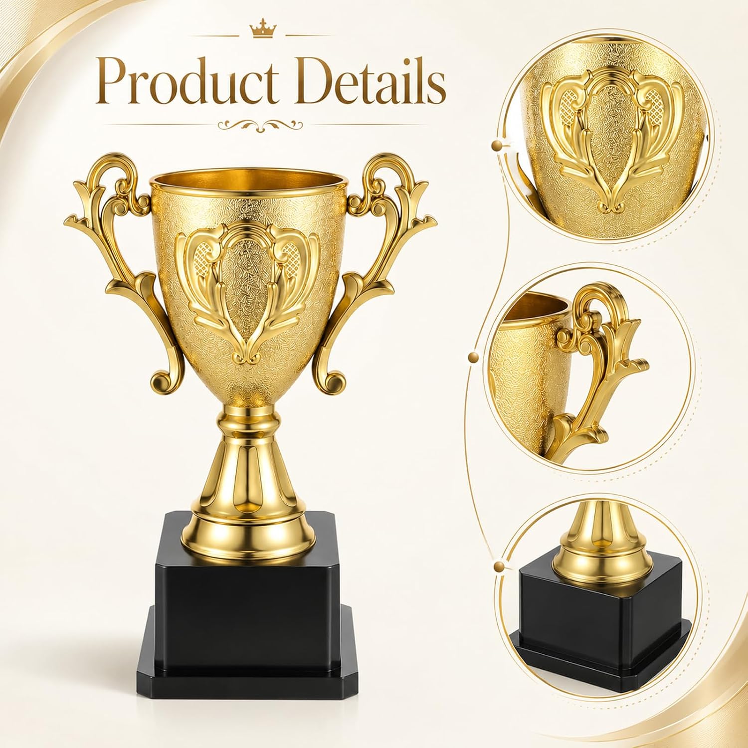 Gold Plastic Trophy 7 Inch Golden Trophy Cup Award Winning Prize