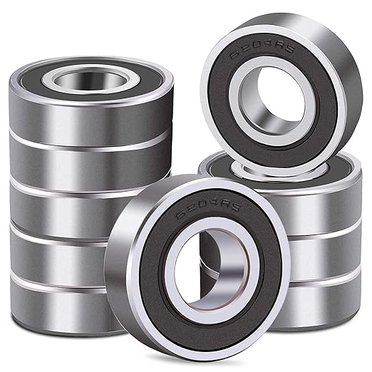 DEEPDREAM 10 Pcs 6204-2RS Double Rubber Seal Bearings 20x47x14mm, Pre-Lubricated and Stable Performance and Cost Effective, Deep Groove Ball Bearings.…