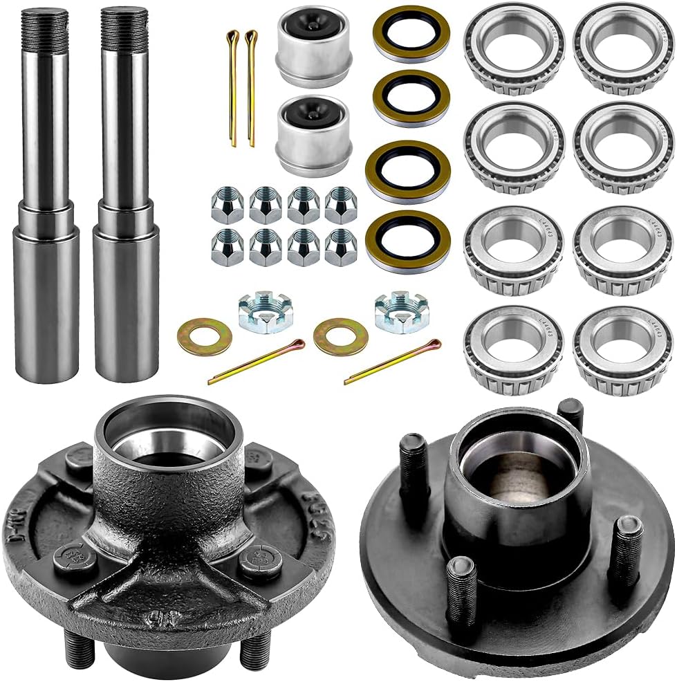 Trailer Idler Hub Kits 4on 4" Bolt Idler Hub,Round BT8 Trailer Axle Spindle Fit for 2000 lbs,2 Sets