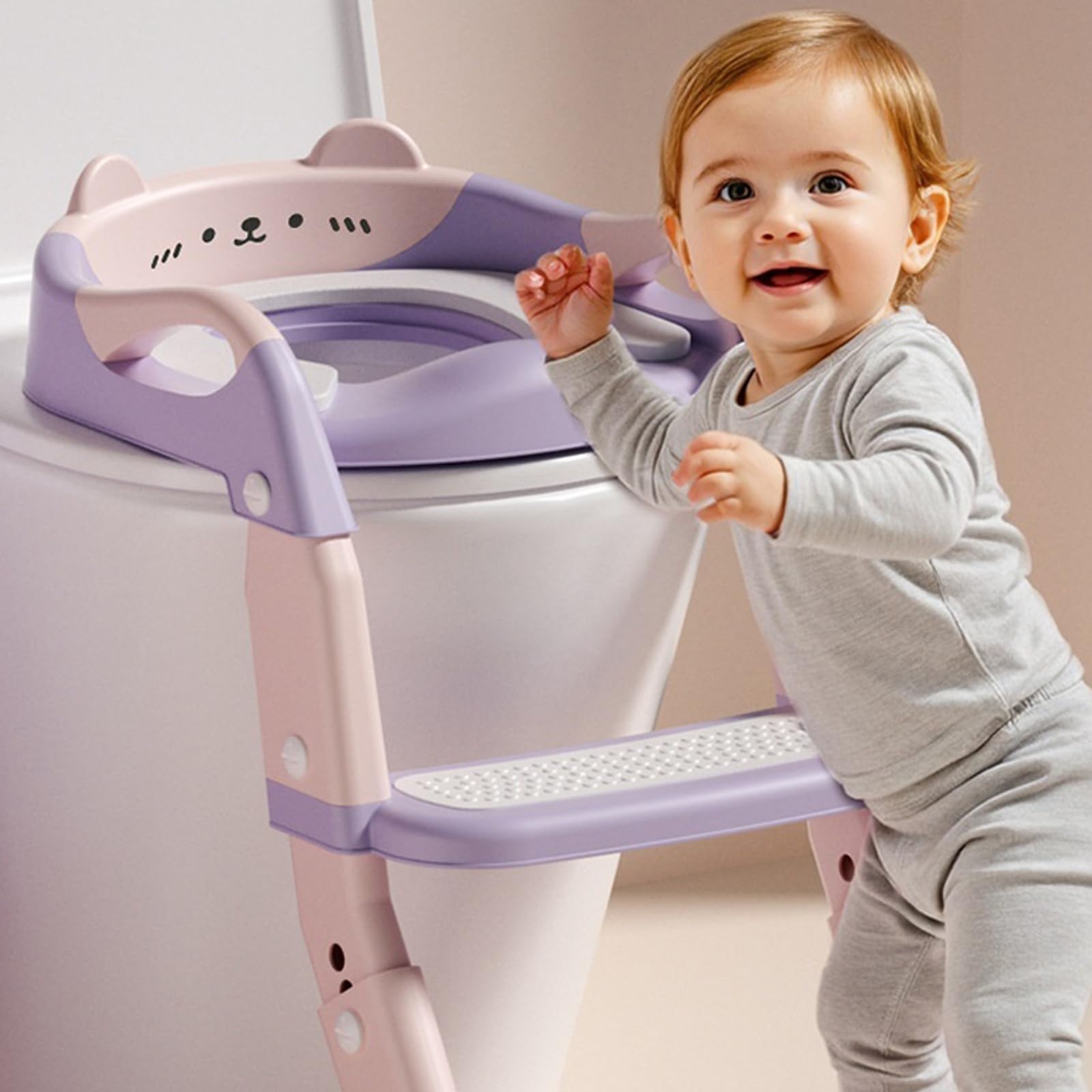 Töpfchentrainingswerkzeug mit faltbarem Design, 5 Stufen verstellbarer Töpfchentreppe für Kleinkinder und Vorschulkinder, Mehrzweck-Kindertoiletten-Konverter