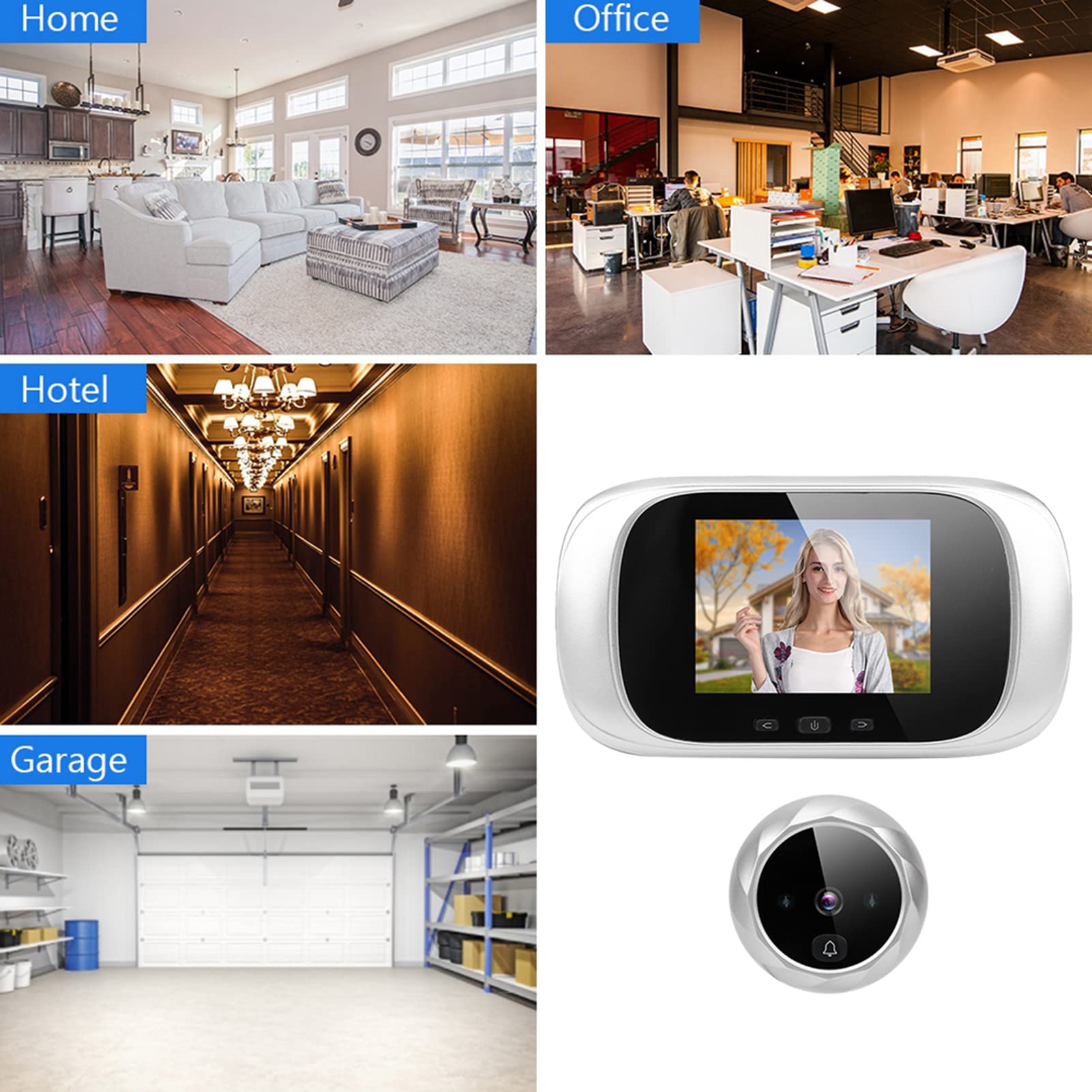 Cryfokt Spioncino Digitale TFT LCD 2,8 Pollici, Telecamera per Porta con Visione Notturna IR, Campanello Ding Dong e Memorizzazione Ciclica for Sicurezza Domestica (SILVER)