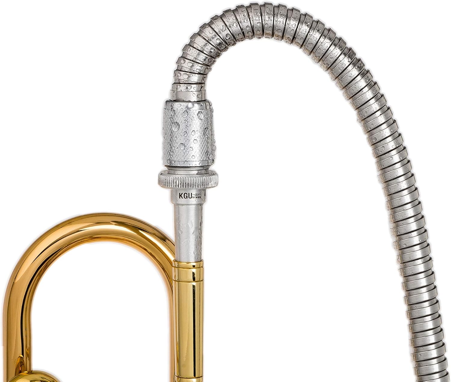 Cleaning and care kit for trumpet, flugelhorn, set of 2 cleaning tools for outdoor and indoor usage, including cleaning nozzle and a towel.