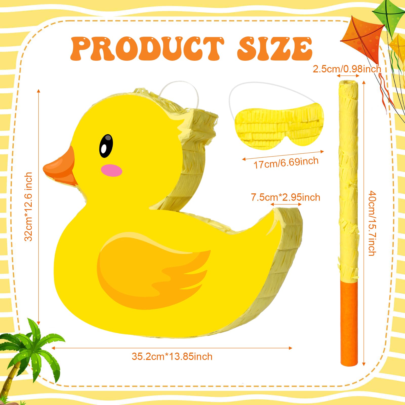 Aoriher Duck Pinata Duck Birthday Party Supplies Duck Pinatas with Yellow Blindfold for Duck Party Favor Birthday Party Decorations