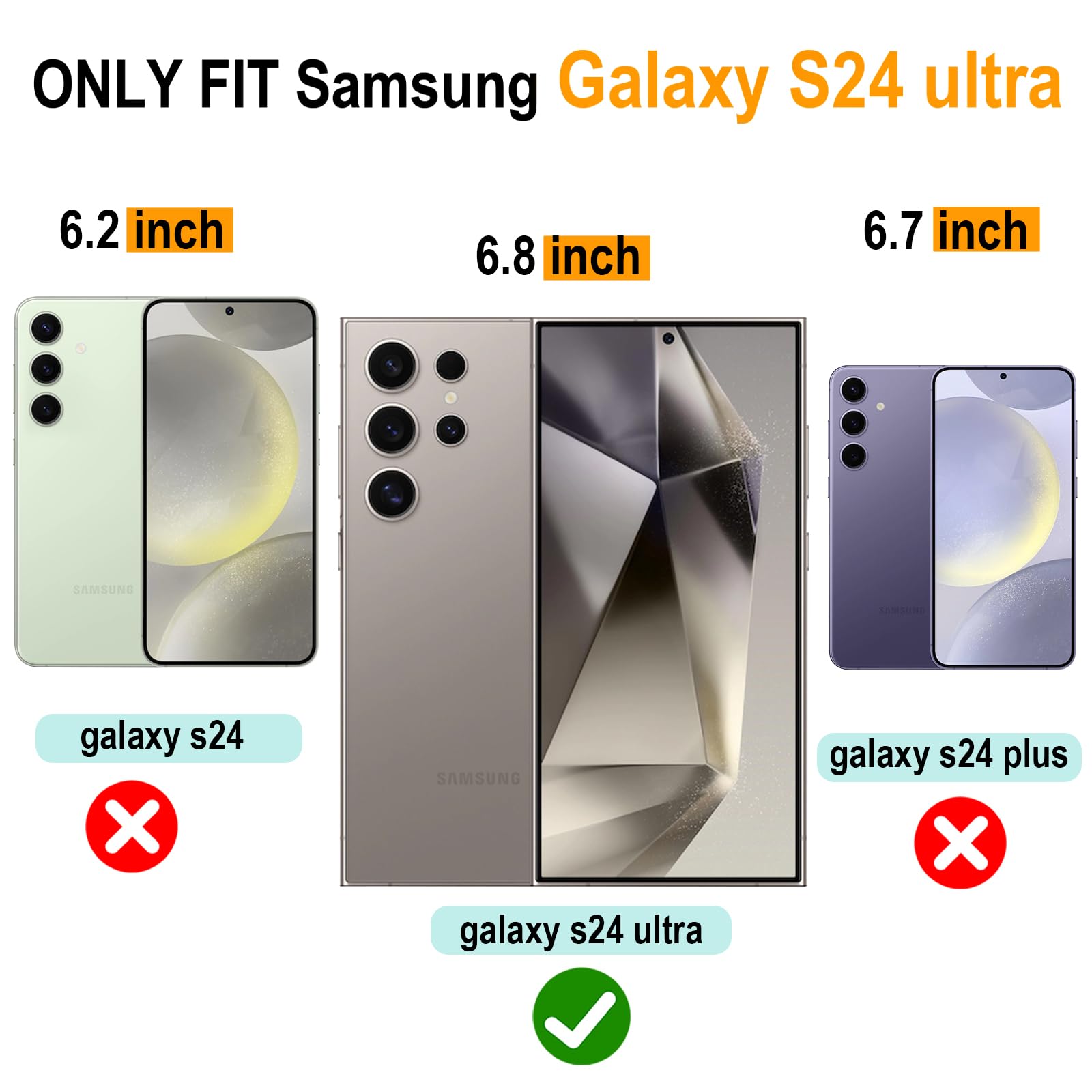 VANAVAGY Wallet Case for Galaxy S24 Ultra with RFID Flip Card Holder,[Glass Screen Protectors & Camera Lens Protector] Leather Wrist Strap Supports Wireless Charging Case,Blue