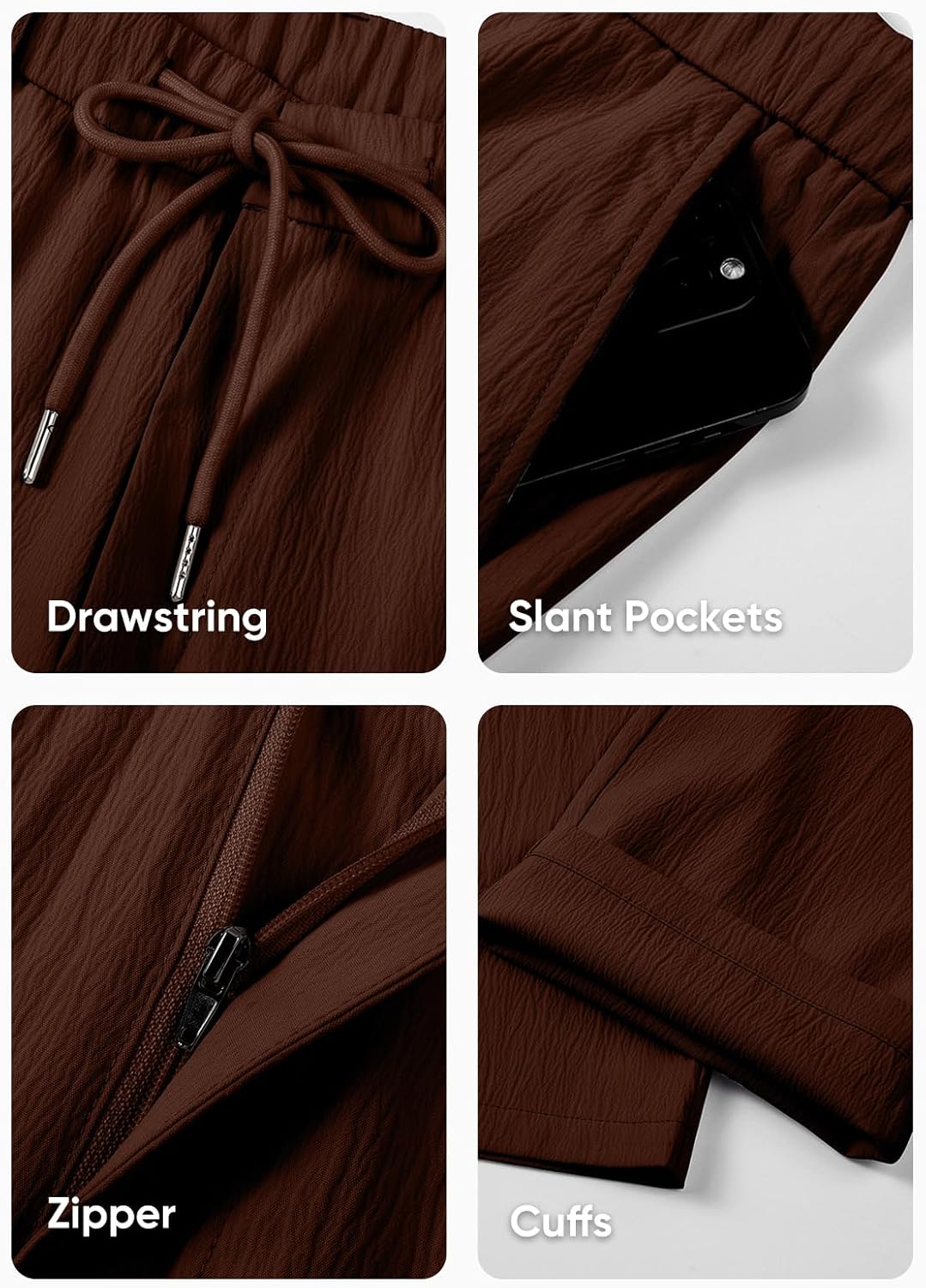 JMIERR Men's Casual Drawstring Pants Elastic Waist Lightweight Pant Summer Beach Trouser with Pockets - Image 6