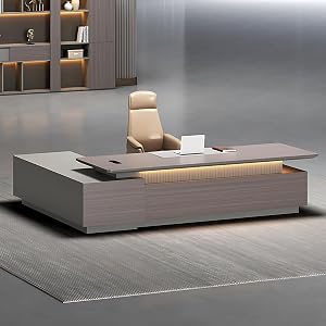 L Shaped Executive Desk - Modern Office Desk with Hidden Electrical Hole Solid Wood Home Office Desk with