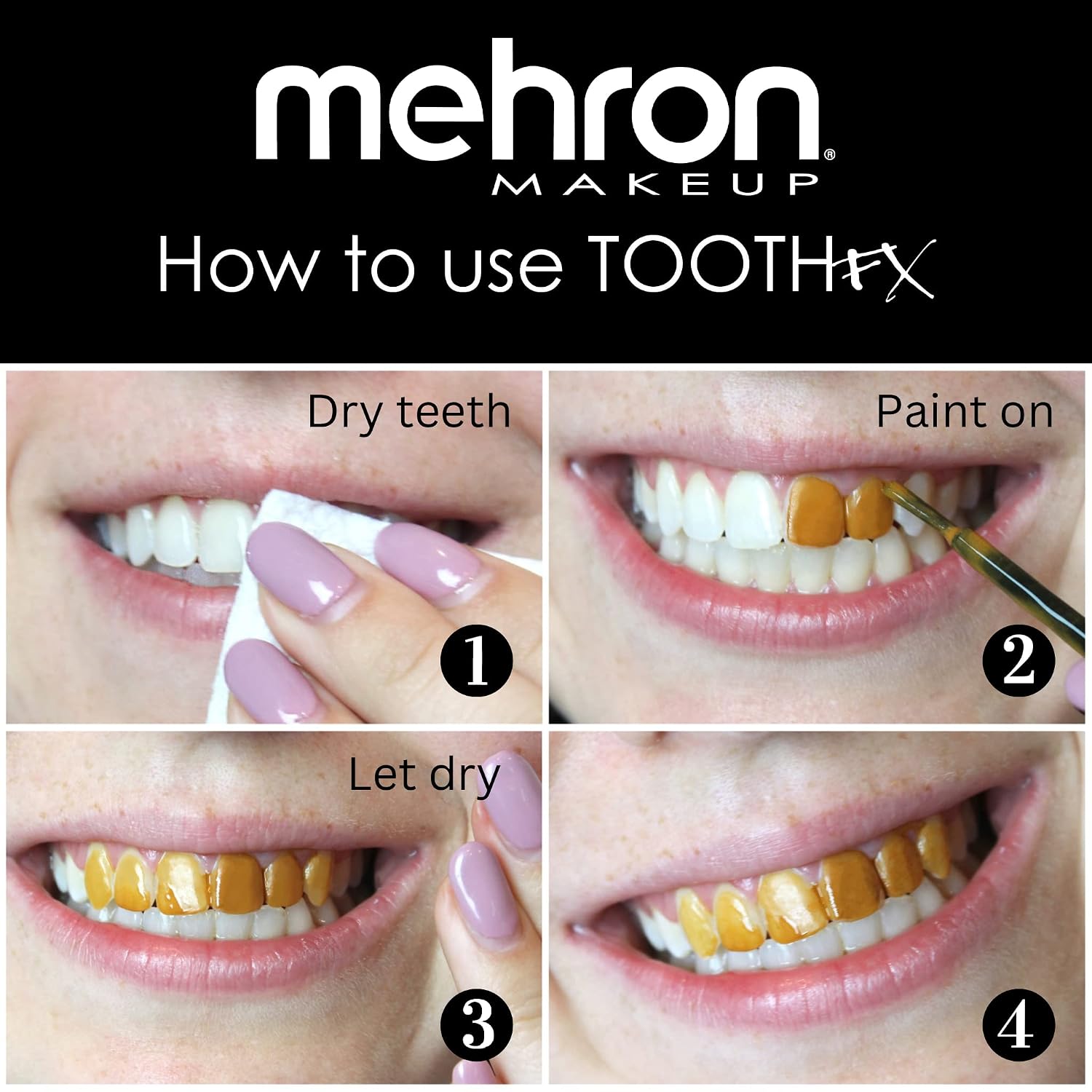 Mehron Makeup Tooth FX Nicotine | Temporary Yellow Tooth Paint | Perfect for Creating Fake Stained Teeth SFX & Rotten Teeth Makeup for Halloween, Cosplay, & Theatre .125 oz (4 ml)