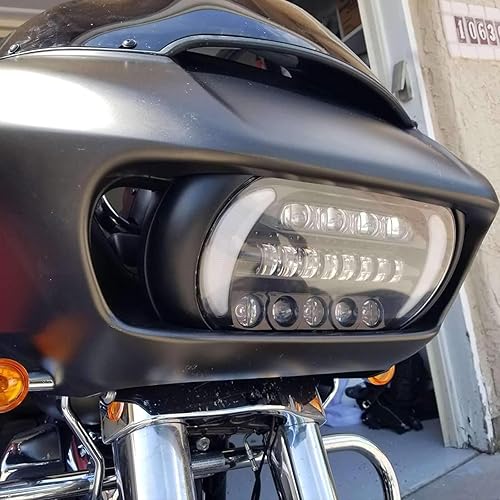 Miniatura 10 de Atubeix 5-34 5.75 "LED motocicleta para hierro 883 Dyna Sportster Low Rider Triple Wide Glide proyector lámpara de conducción 1 unids (rojo)