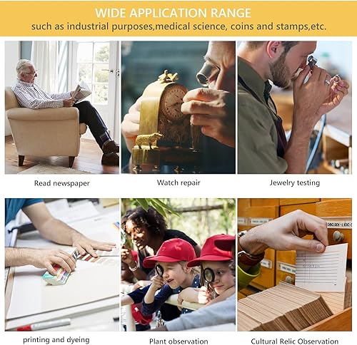 Miniatura 8 de Mini lupa de bolsillo de 6 x 40 X para leer, 2 piezas de lupa plegable de mano con funda protectora giratoria para joyería, monedas, inspección,