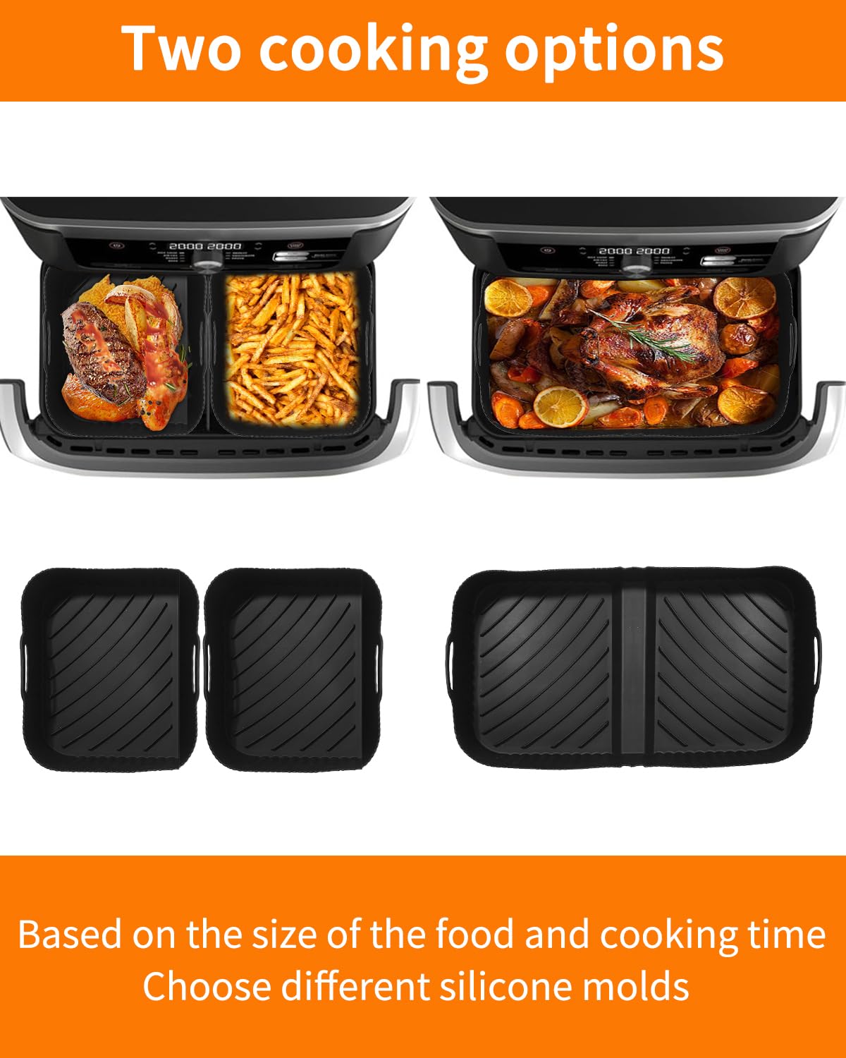 Airfryer Zubehör Für Ninja CRISPi - 2 Silikonformen + Spritzschutz + Matten Spülmaschinenfest