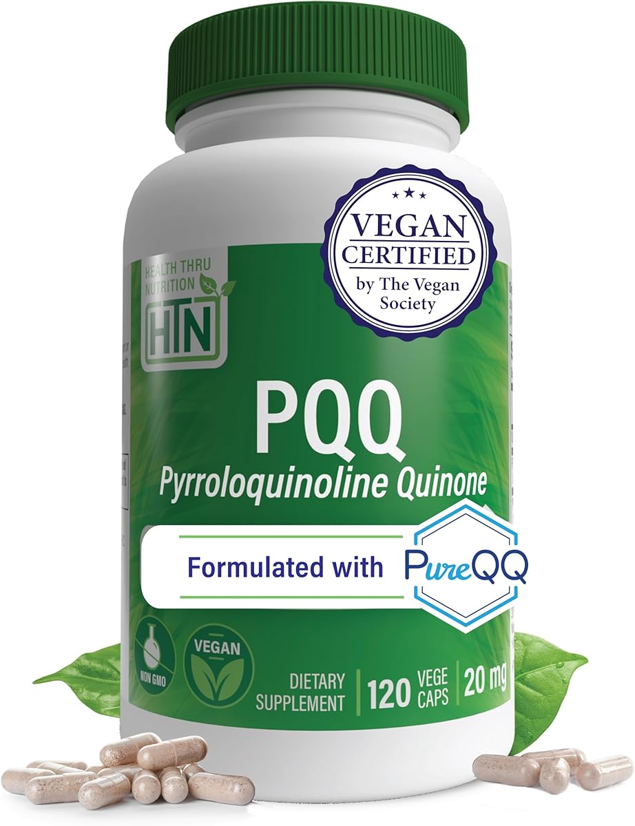 PQQ 20mg Pyrroloquinoline Quinone as PureQQ | Vegan Certified, Non-GMO Gluten Free | by Health Thru Nutrition (Pack of 120)