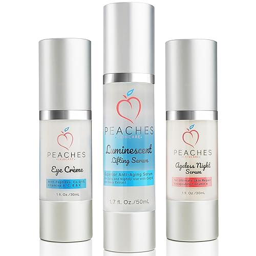 Peaches Skin Care Paquete con suero nocturno Agless para la mejor reparación de la piel encapsulada vitamina A, suero de elevación luminiscente y