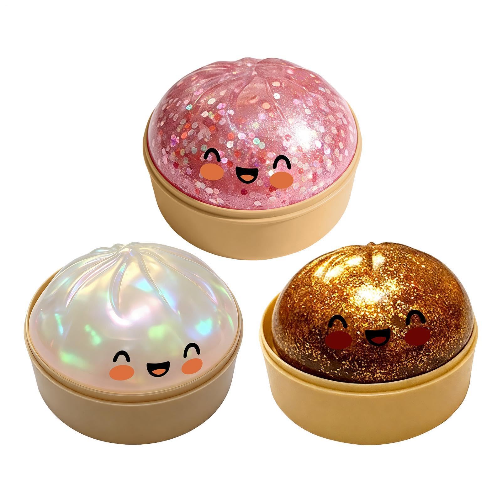 Giant Glitter Dumpling Squishys - Glitter Dumpling with Box, Mysterys Squishys Dumplings Box, Juguete Antiestrés Portátil, Masa Suave Antiestrés para Adultos Y Adolescentes