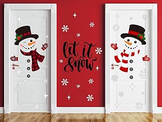 IMISHM 6 PCS Christmas Door Decorations Removable Christmas Wall Stickers Christmas Door Stickers Christmas Window Stickers for Christmas Winter Home Indoor Decorations