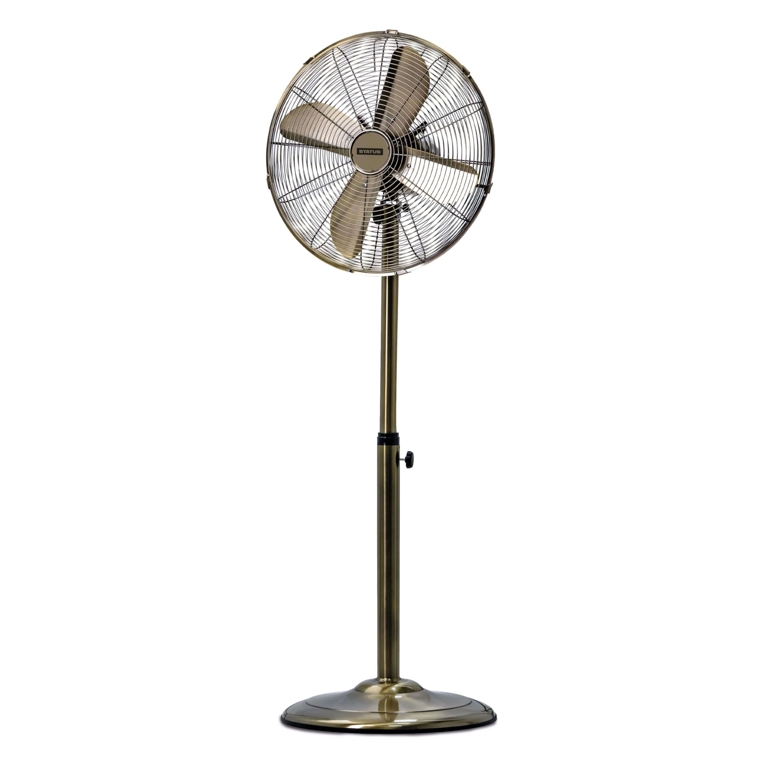 Status Silver 16" Oscillating Antique Brass Stand Fan