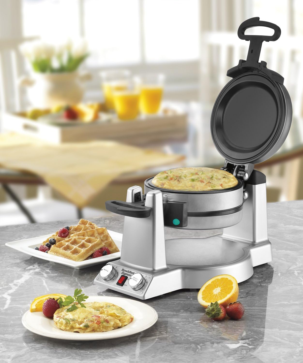 Waring WMR300 Belgian Waffle & Omelet Maker, Brushed Stainless Steel