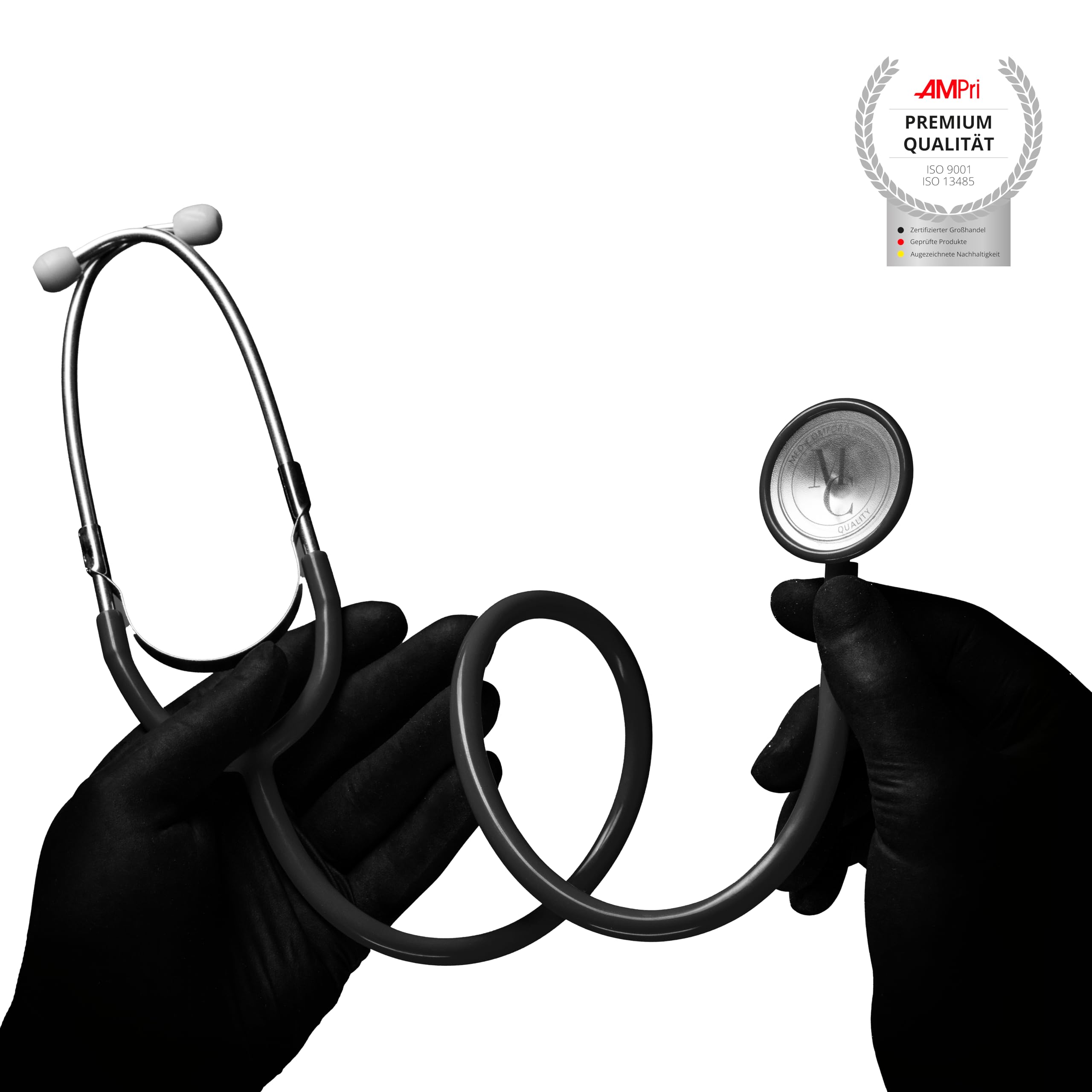 Flachkopf Stethoskop, Med-Comfort, schwarz, 1 Stück - Hochwertiges Stethoskop für Ärzte und Krankenschwestern