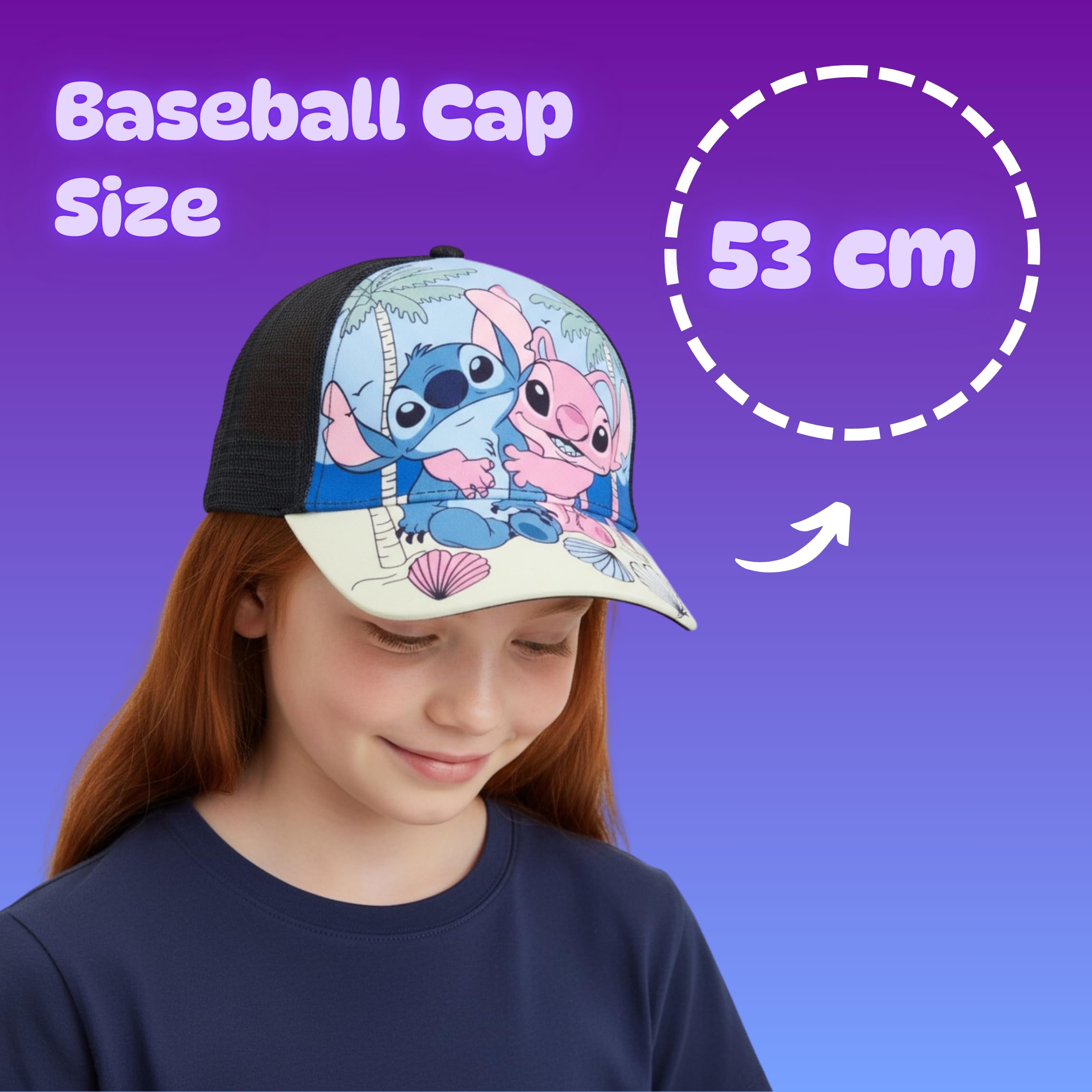 Disney Stitch e Angel Cappello da Baseball Bambina, Berretto Estivo con Design Tropicale, Regalo per Ragazze e Adolescenti