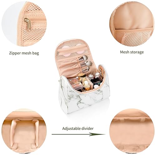 Miniatura 10 de Ethereal Bolsa de maquillaje grande, bolsa de maquillaje de viaje de oro rosa con correa para el hombro, bolsa de aseo para mujer, bolsa de viaje