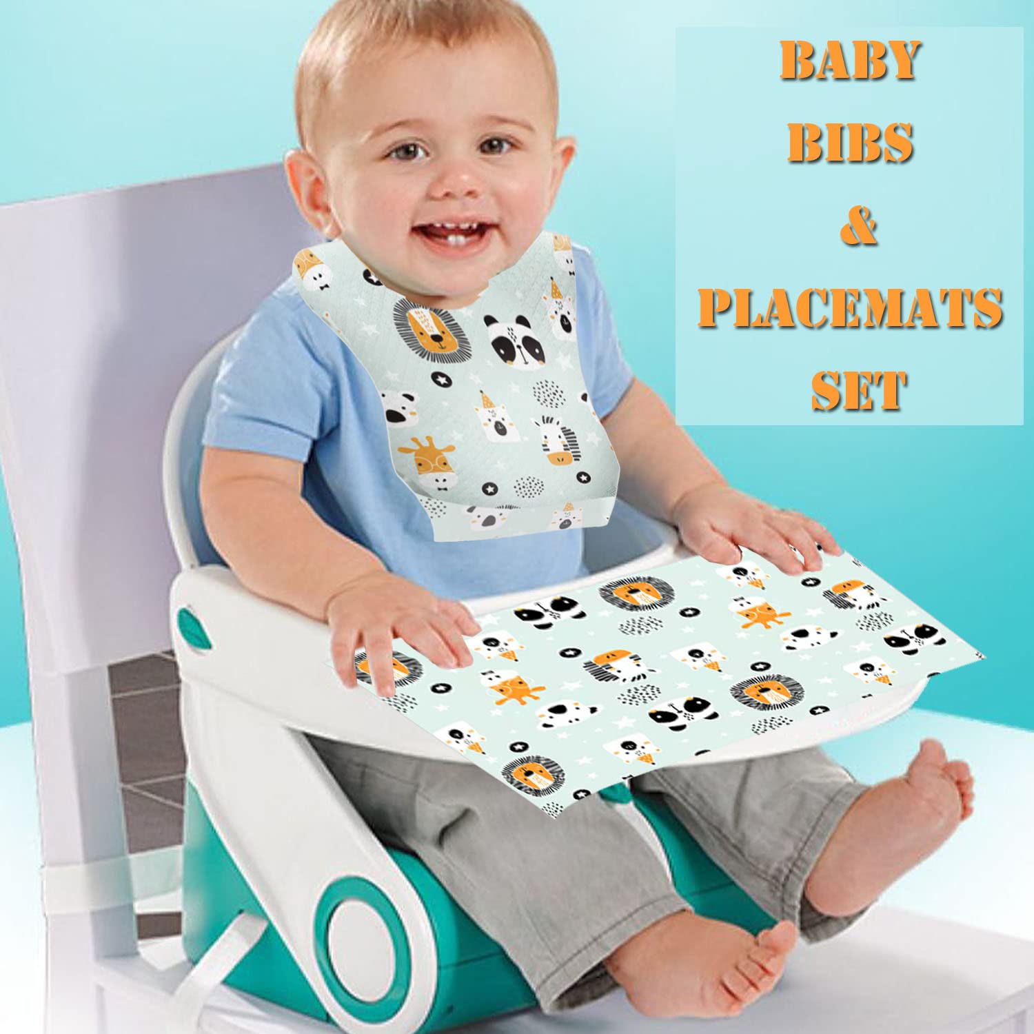 40 Stk Einweg-Lätzchen und Tischsets fürs Kleinkind, Auslaufsicher Reise-Lätzchen und Tischsets für Kleinkinder für das Reisen und Verwendung im Freien