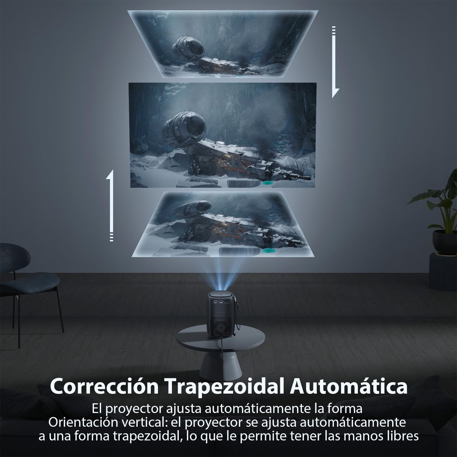 Proiettore [correzione trapezoidale/messa a fuoco elettrica] WiFi Bluetooth 1080P Full HD 4K Supporta Lisowod Mini proiettore 20000L Home Cinema Proiettore Portatile Compatibile con TV Stick/PS5/HDMI