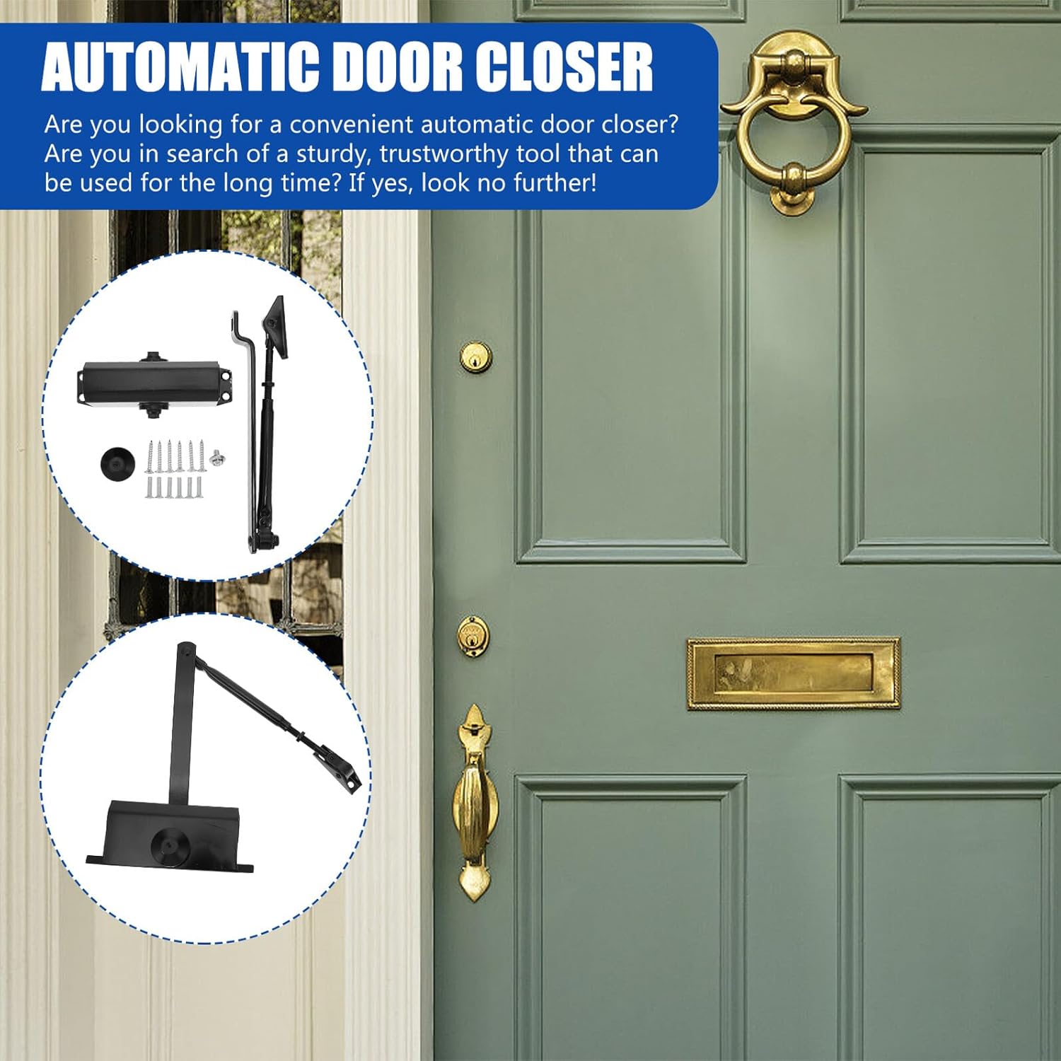 Automatic Self-Closing Door Closer Mute Simple Home Interior Door Closer for Residential Rooms Black Craftsmanship
